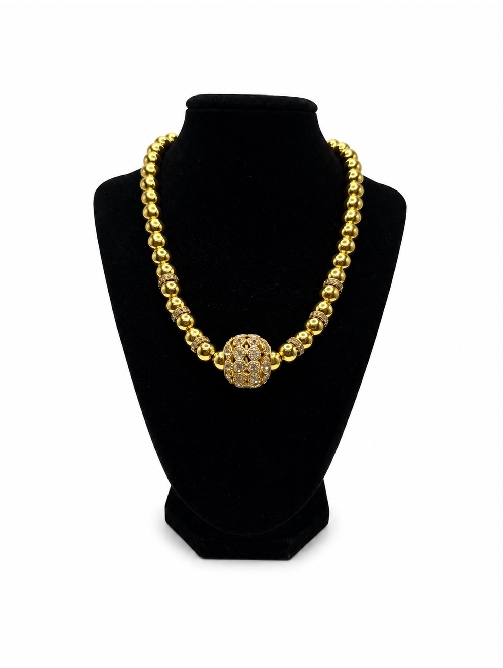 Jewelry By GG Gold Hematite with Rhinestone Accents Costume 9" Beaded Necklace